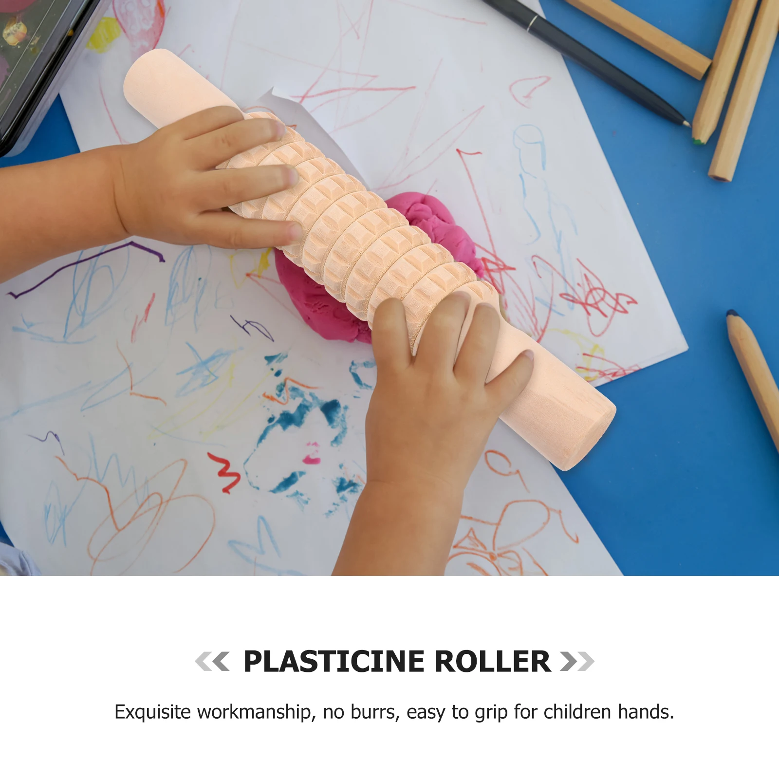 Rolo de plasticina infantil, ferramenta criativa de modelagem de argila, rolo de plasticina de madeira seguro para pais e filhos, brincadeira criativa