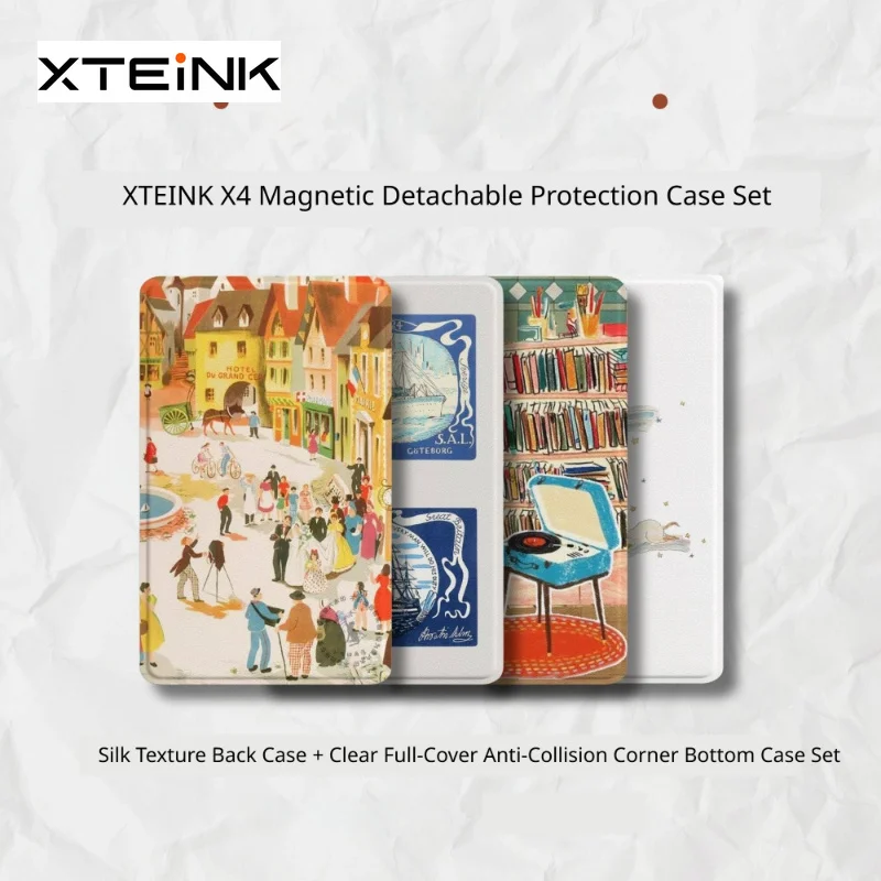 Magnetic Case for XTEINK X4 E-book Reader Shell Full-wrap Anti-drop Protective Shell with Clear Case Soft Cover Set DIY Gifts