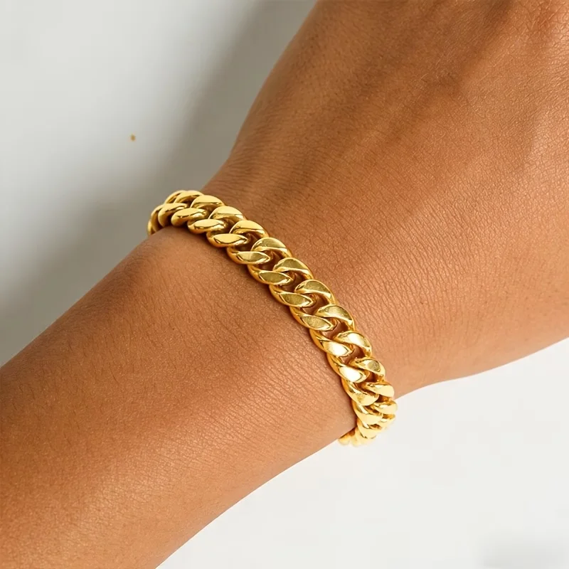 Stainless Steel Cuban Link Bracelet Round‑Grinded Finely Polished Unisex Easy to Wear Stylish Elegant for Daily Wear