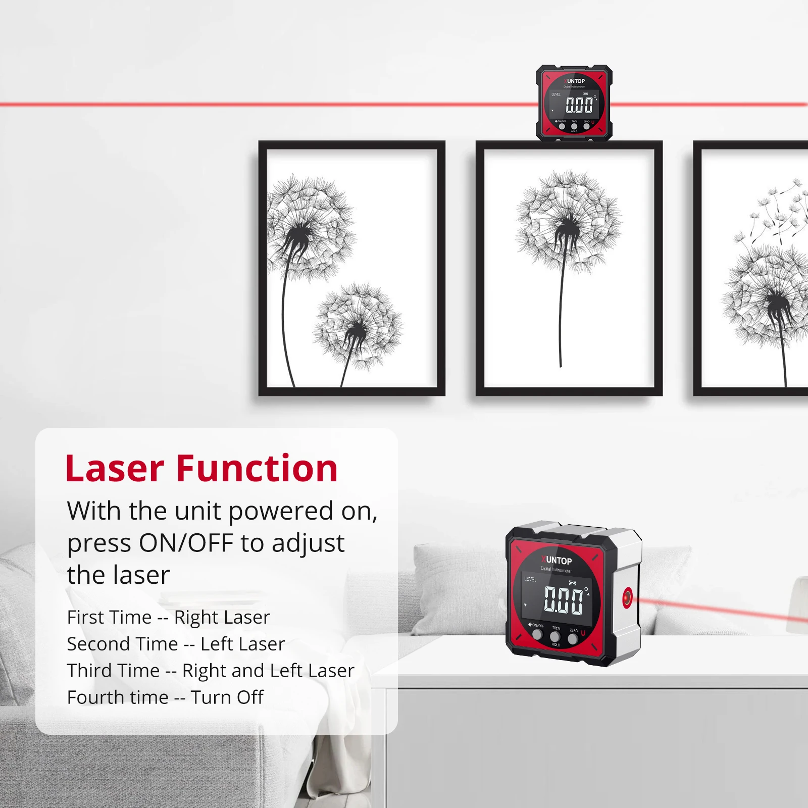 Rechargeable Digital Level Box Angle Finder With Electronic Laser 4 Side Strong Magnetic Angle Gauge Type-c Charging Cable