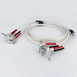 Hifi Speaker Cable 8AG Silver Plated OCC 16 Strands Audio Cable HIFI Silver-Plated Speaker Cable 7N OCC Speaker Banana Plug line