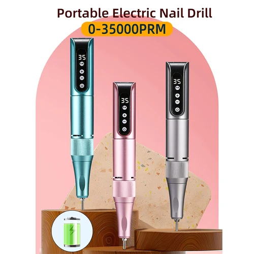 Imagen 2 del producto Taladro de uñas inalámbrico de 35000RPM, lápiz de pulido de uñas USB, máquina perforadora de uñas recargable, taladro de manicura portátil para salón y hogar