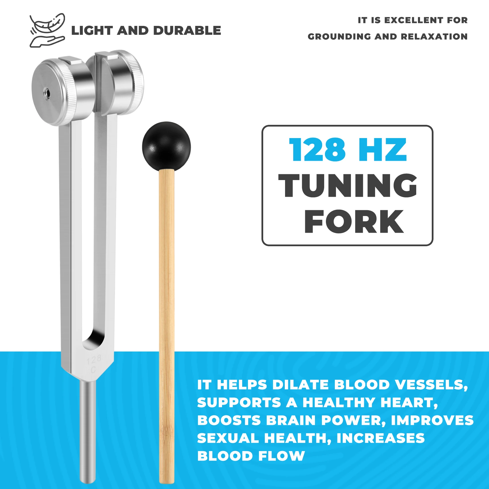 AT77 128 Hz Stimmgabel, gewichtete bioakustische Stimmgabel für die Therapie, 128 Hz Akustikschieber-Stimmgabel