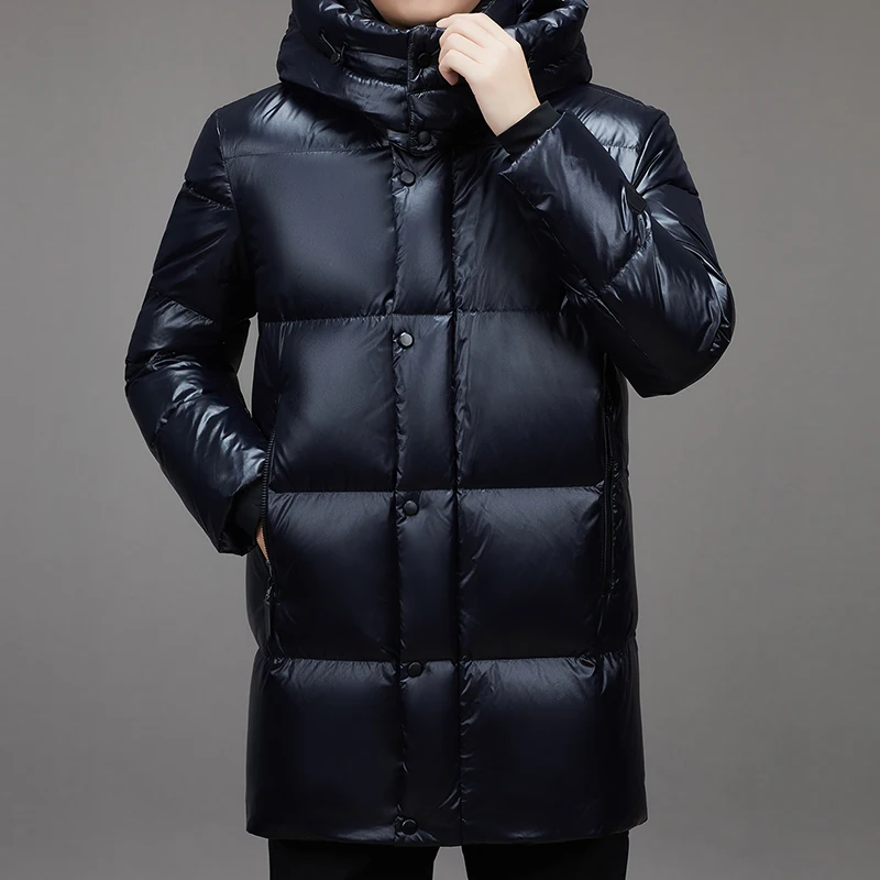 2024 new arrival winter jacket 90% white duck down jackets men,Detachable hat mens fashion thicken warm parkas trench coat