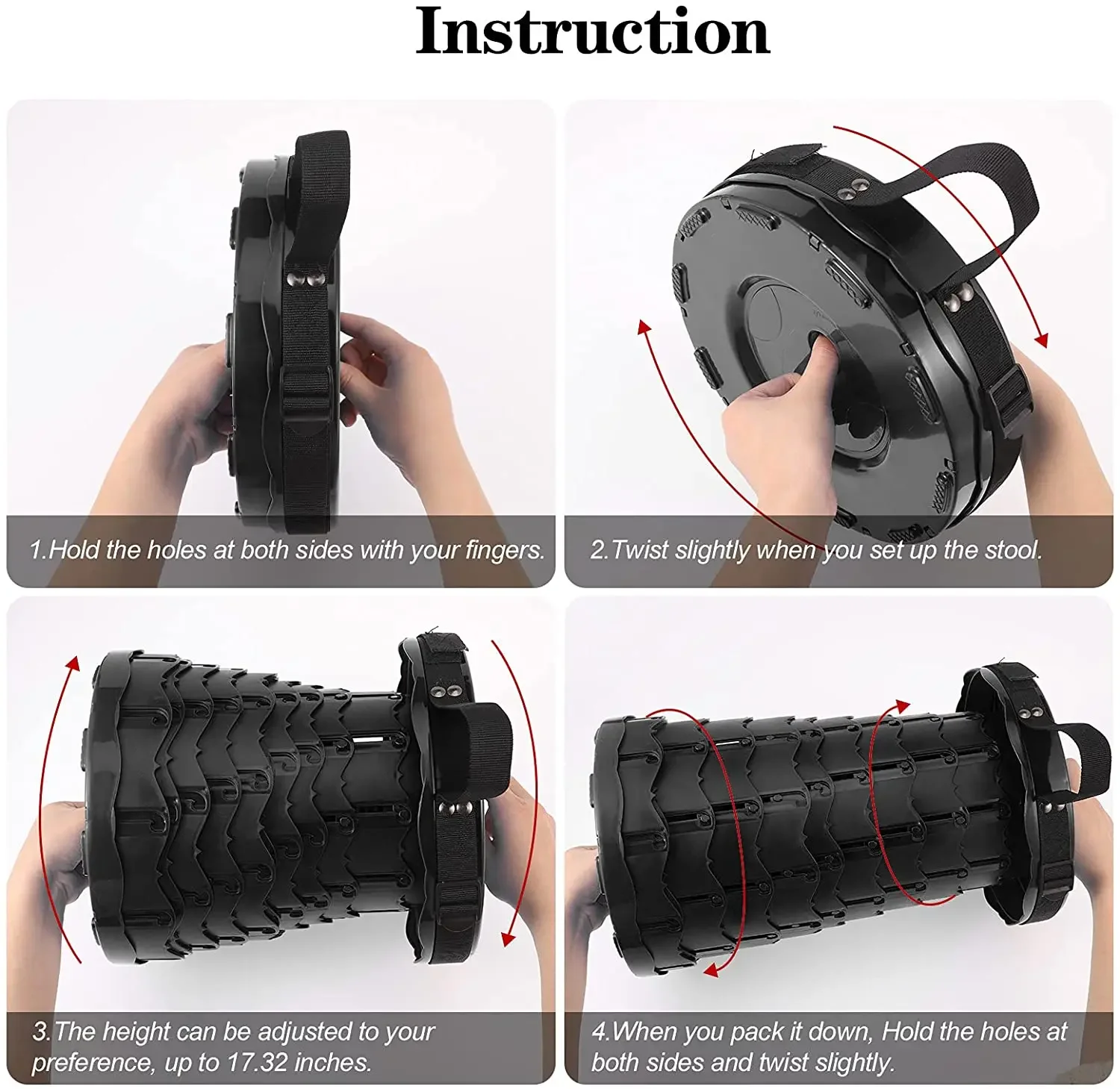 Top Sale Portable Collapsible Stool More Sturdy Load Capacity 100kg，Adjustable Telescoping Stool For Camping，Outdoor Hiking BBQ