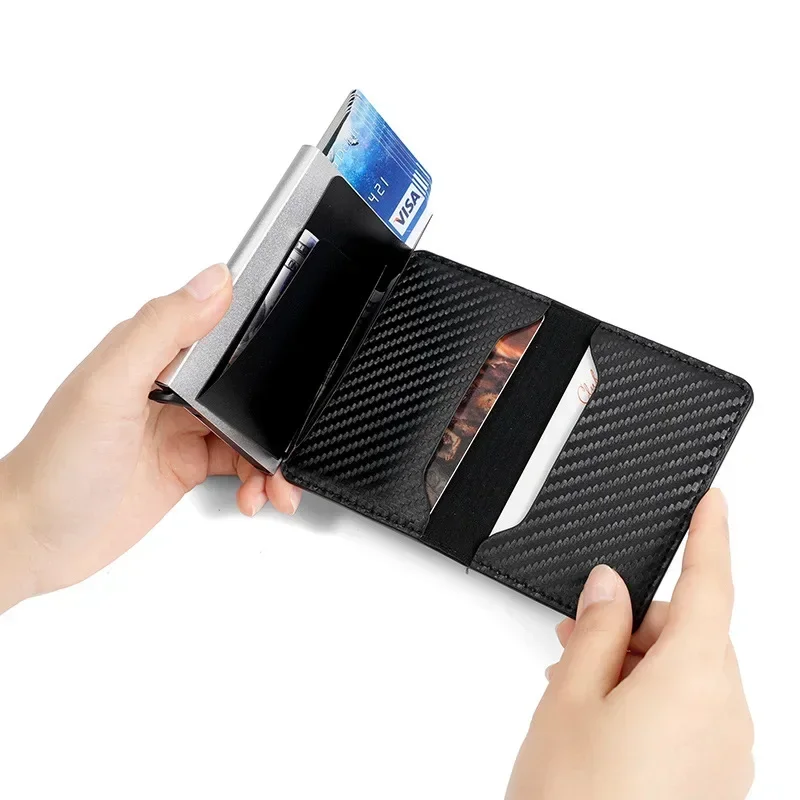 ANTI Rfid Credit Card Holder Men Wallets Bank Cardholder Case Small Leather Slim Thin Magic Mini Wallet Smart Minimalist Wallet image 5