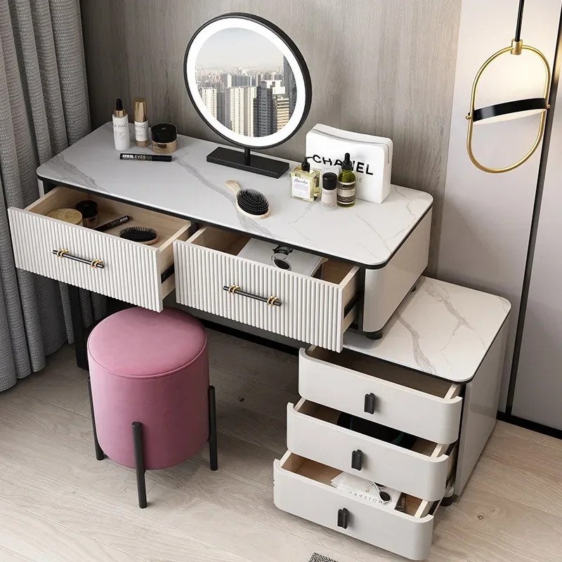 TAO TAOItalian minimalist bedroom bay window cabinet makeup stool mirror left and right combination rock slab countertop