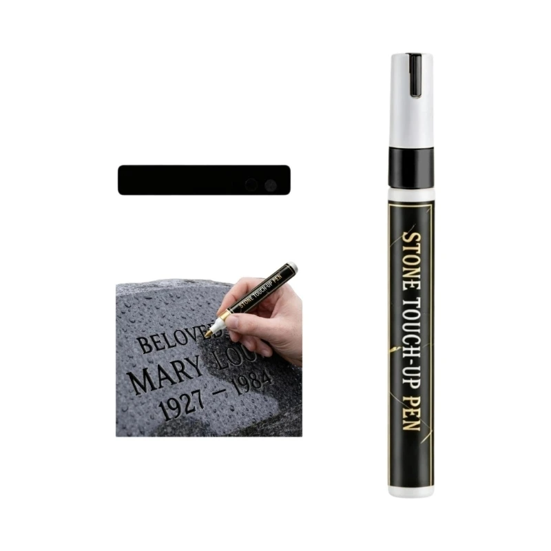 CORA Golden Tombstone Marker Pen, for Restoring Faded Grave Inscriptions, Waterproof Stone Adjustments Pen, Strong Coverage,
