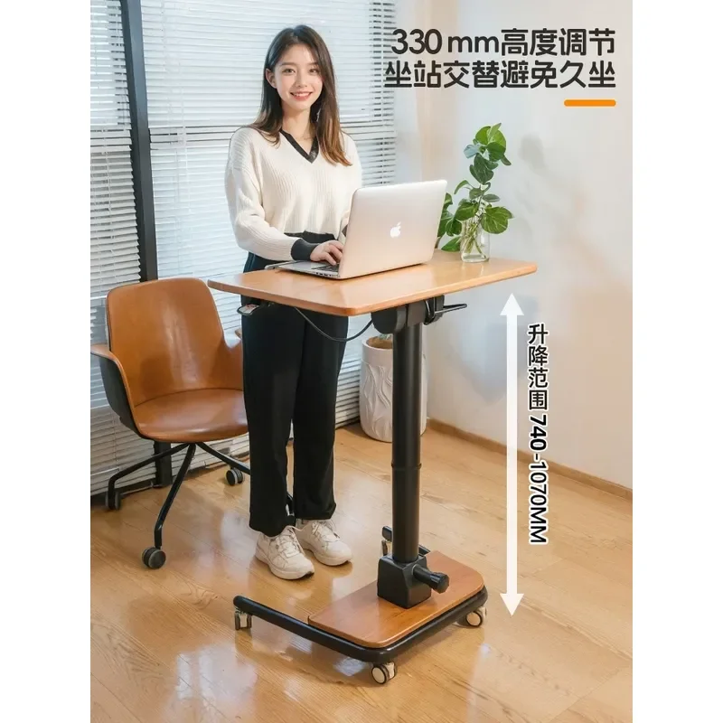 Pneumatic automatic foldable desk Mobile computer desk Standing office Study table Small apartment lifting table Podium