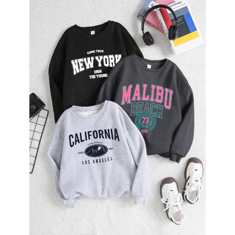 

California Letter Design Hoodie - Casual Loose Fit Cotton Warmth Round Neck Pullover - Comfortable Wear