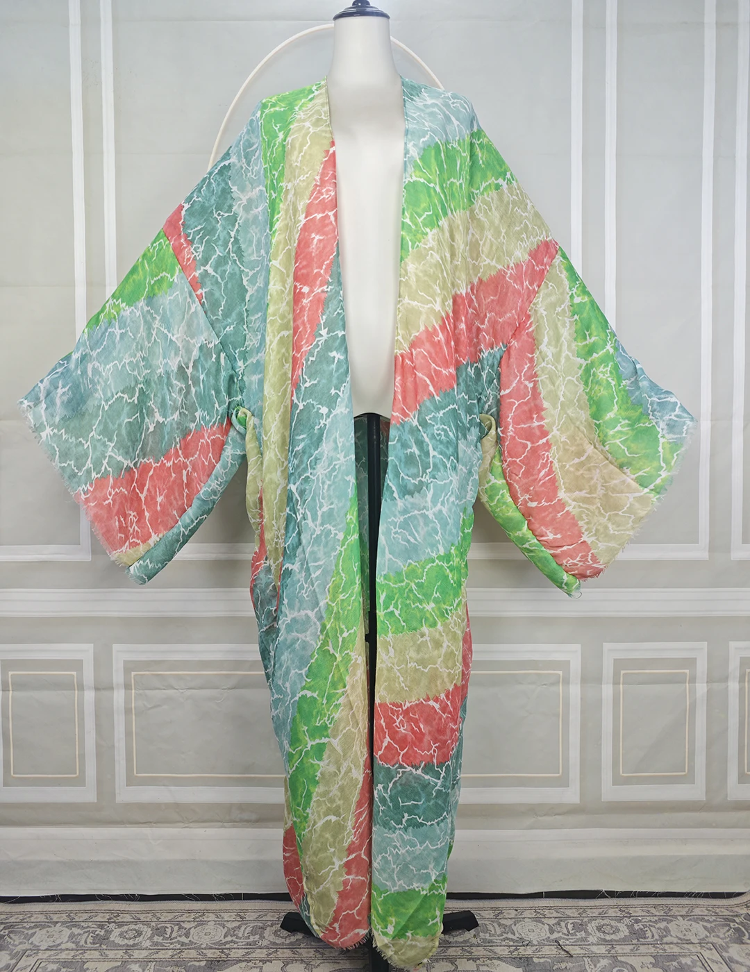 Afrikanische beliebte Strandparty-Vertuschung für Frauen, übergroße, modische, bedruckte lange Kimonos, Blogger, vorne offen, Duster-Mantel für den Urlaub