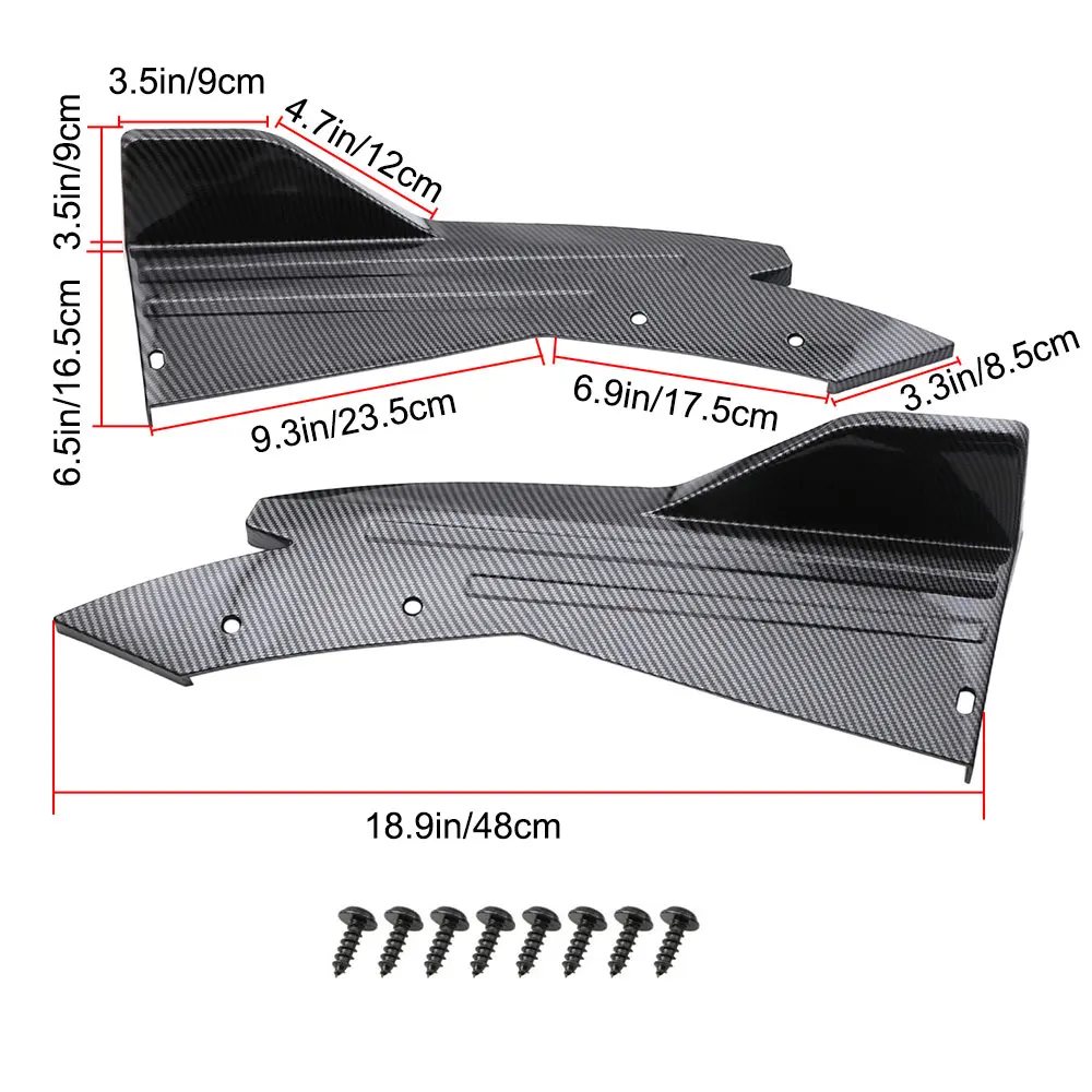 Carbon Fiber ABS Car Rear Bumper Lip Protector Bumper Lip Strip Spoiler Side Skirt Anti Scratch Universal Accessories