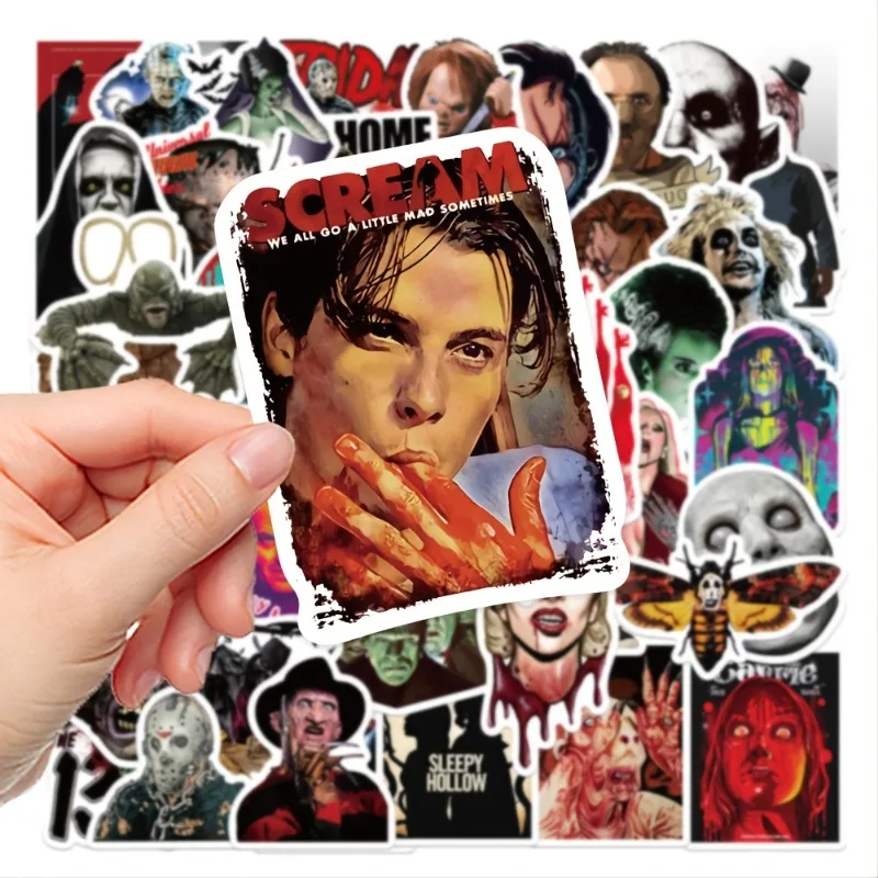 100pcs Thriller Horror Movie Stickers - Perfect for DIY Decoration & Creative Toys