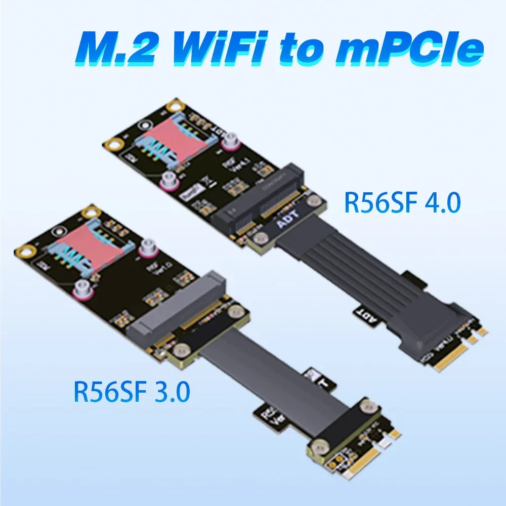 ADT R56SF 4.0 M.2 Key A.E.WiFi Card Extension Cable To mini-PCIe mPCIe Wireless Network Card Extender Riser Support PCIE 4.0 3.0