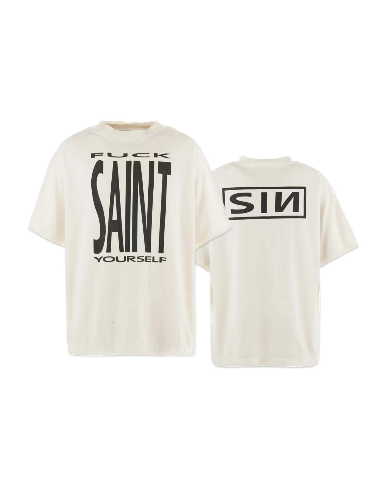 

SAINT OF MICHAEL 2026 New Vintage Letter Print Cotton High-Street Distressed Style Quality Casual Loose Tee Tops T-Shirt For Men