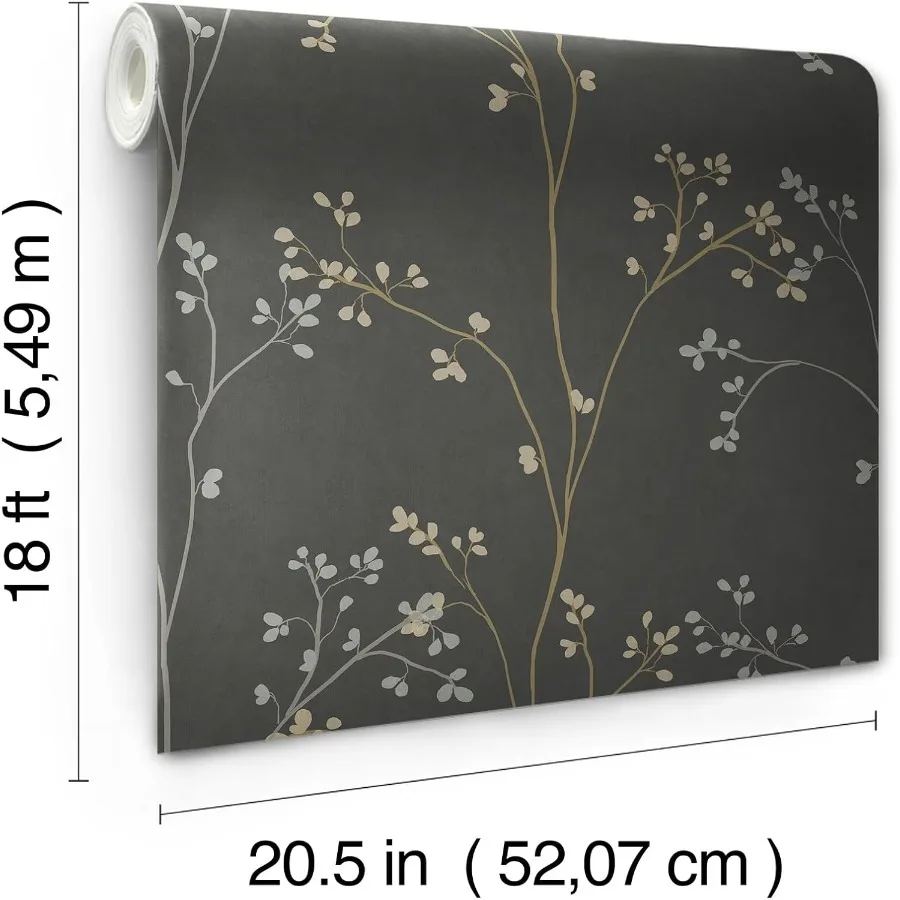 ورق جدران أسود قابل للتقشير واللصق على شكل زهر لديكور المنزل الحديث، سهل الاستخدام بنفسك، سطح مقاوم للماء والخدش #6