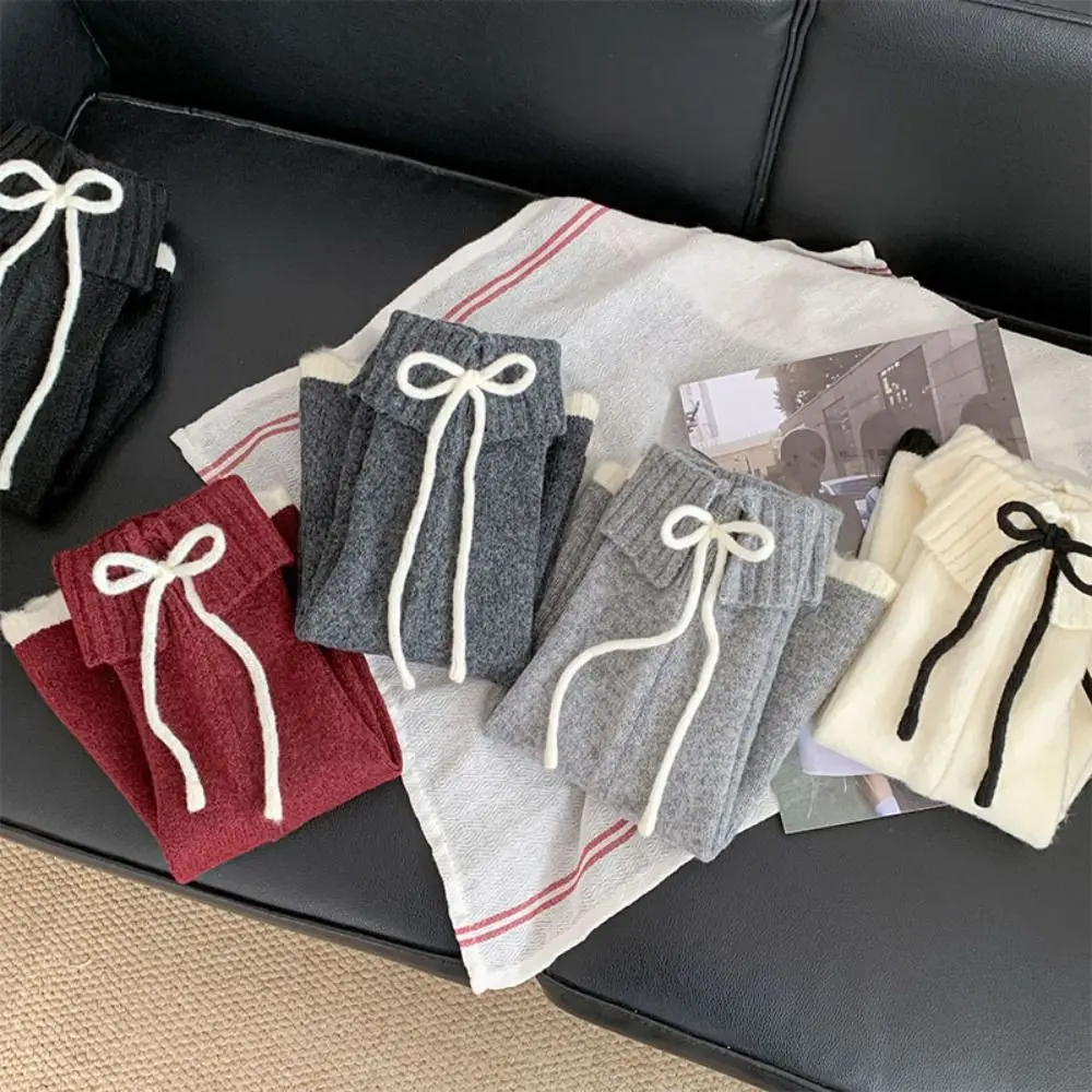 

Solid Color Y2K Lace Up Leg Warmers Sweet Ballet Flare Knit Banding Leggings Loose Hosiery Knee High Socks Winter