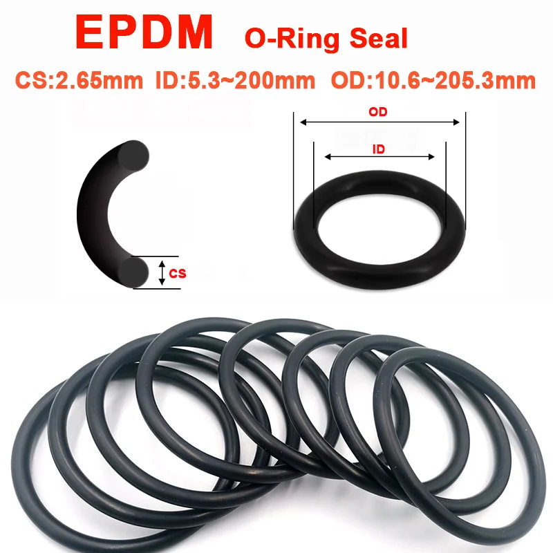 2-20Pcs CS 2.65mm EPDM O-Ring Seal Rubber Washer Gasket ID 3~200mm OD 10.6~205.3mm for Automotive Plumbing Pump Machine Repair