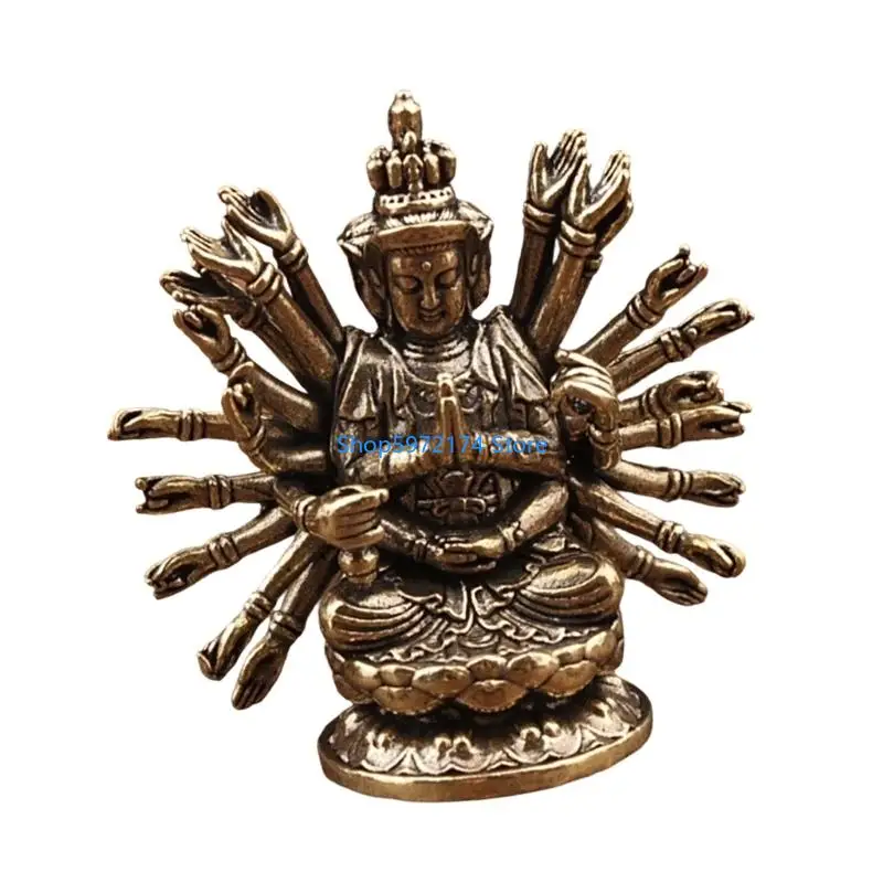 Y3NB Detailed Thousand Hands Guanyin Statue Antique Brasses for Home Altar Decoration