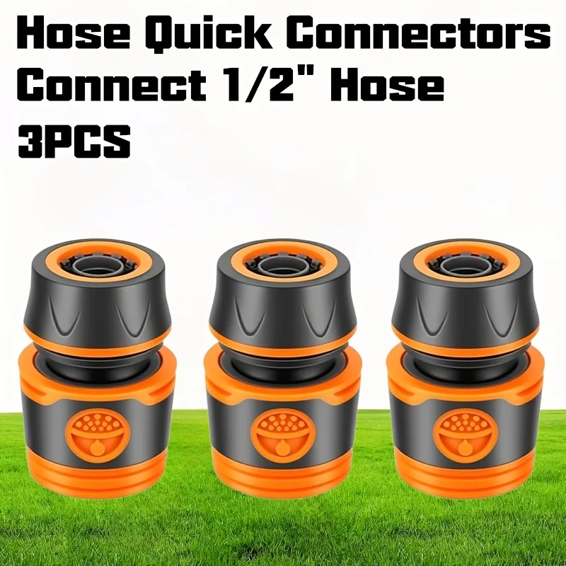3Pcs Hose Quick Connectors, Durable Water Hose Fittings, 1/2 Inch Hose End Quick Couplers Fit Standard 1/2