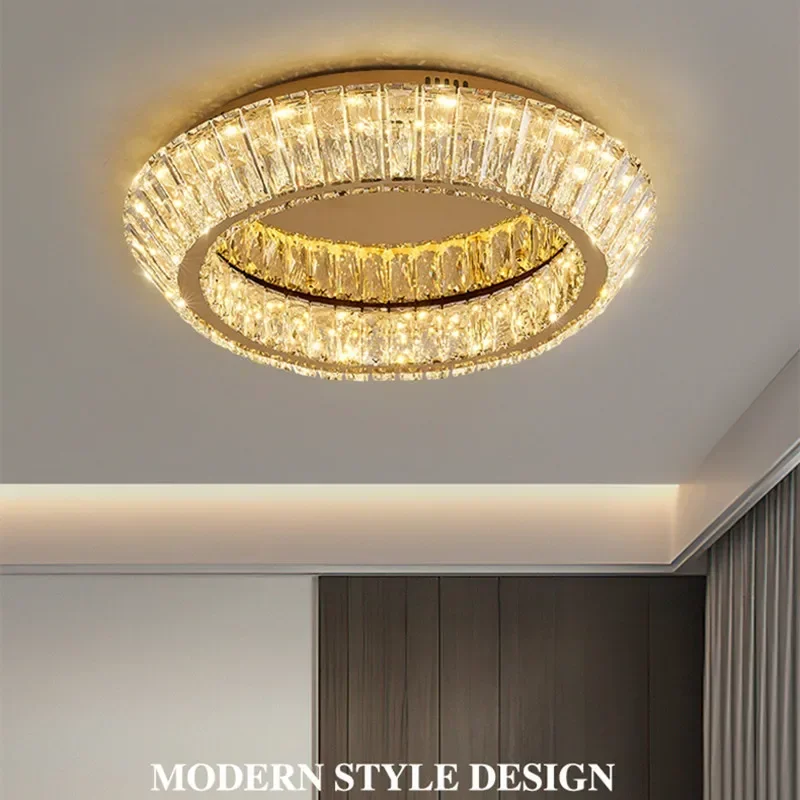 

Modern Luxury Indoor Crystal Ceiling Light Living Room Bedroom Kitchen Lighting Fixture Dining Room Gold Dimmable Ceiling Lamp