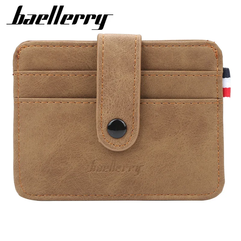 

baellerry Brand Super Thin Credit Card Holder Wallet Designer Male Nubuck Leather Slim Vintage ID Card Case Small Purse For Man