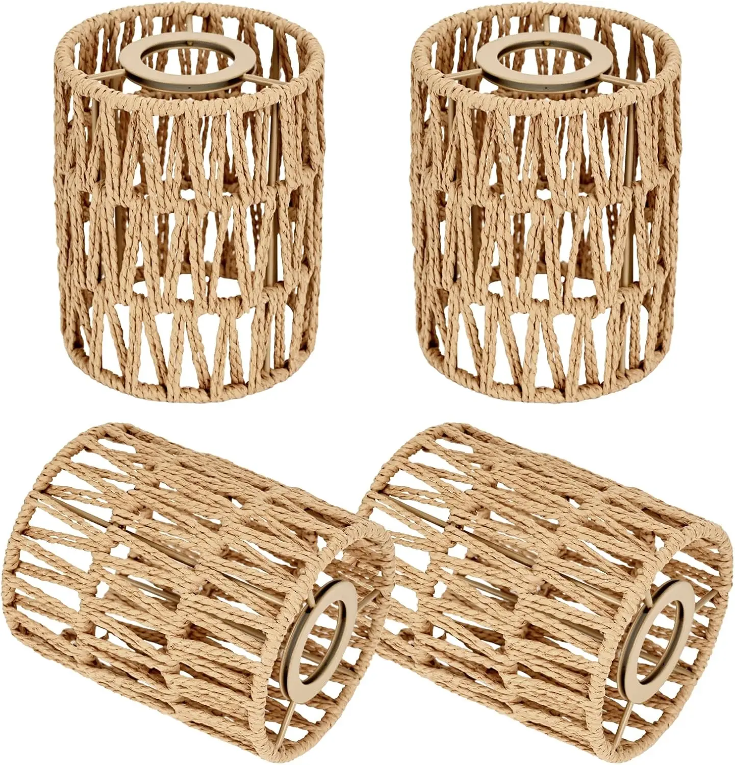 

Набор из 4 абажуров в стиле бохо, абажуры ручной работы из натурального ротанга, подвесные светильники в стиле бохо для гостиной, спальни, кухни.