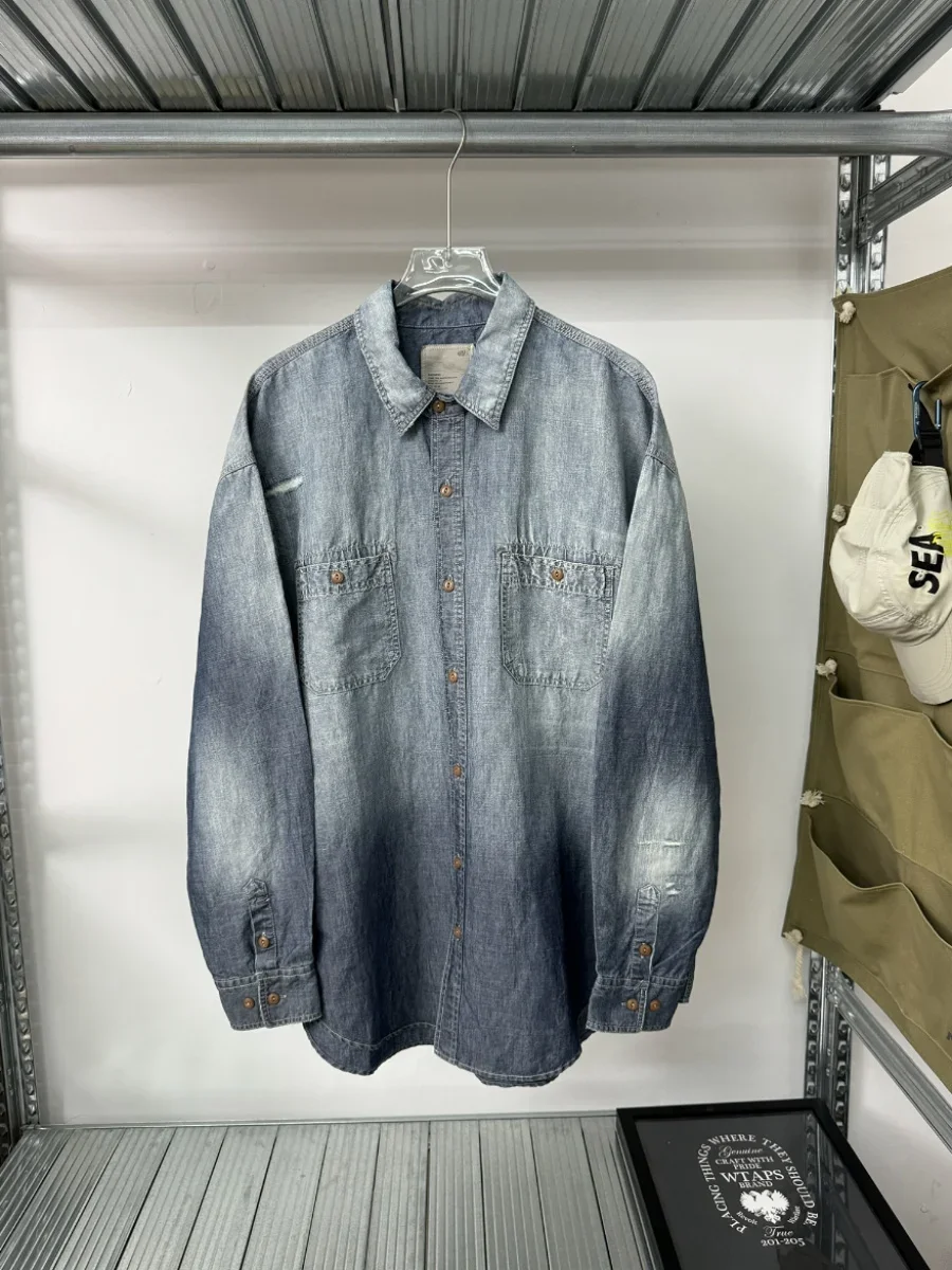 

Джинсовая рубашка MADNESS, свободная тонкая джинсовая рубашка 24SS