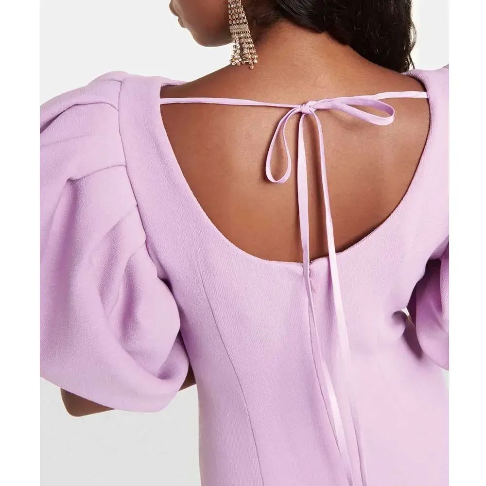 Simple Lilac Purple Evening Dress Thin Sheath Round Neck Prom Dress Pink/Black Sexy OPuff pen Back Tie Back to SchoolSY-022