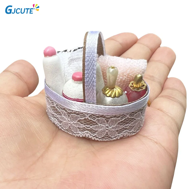 1:12 Dollhouse Miniature Toilet Towel Basket Portable Bathroom Supplies Home Model Decoration Accessories Toy