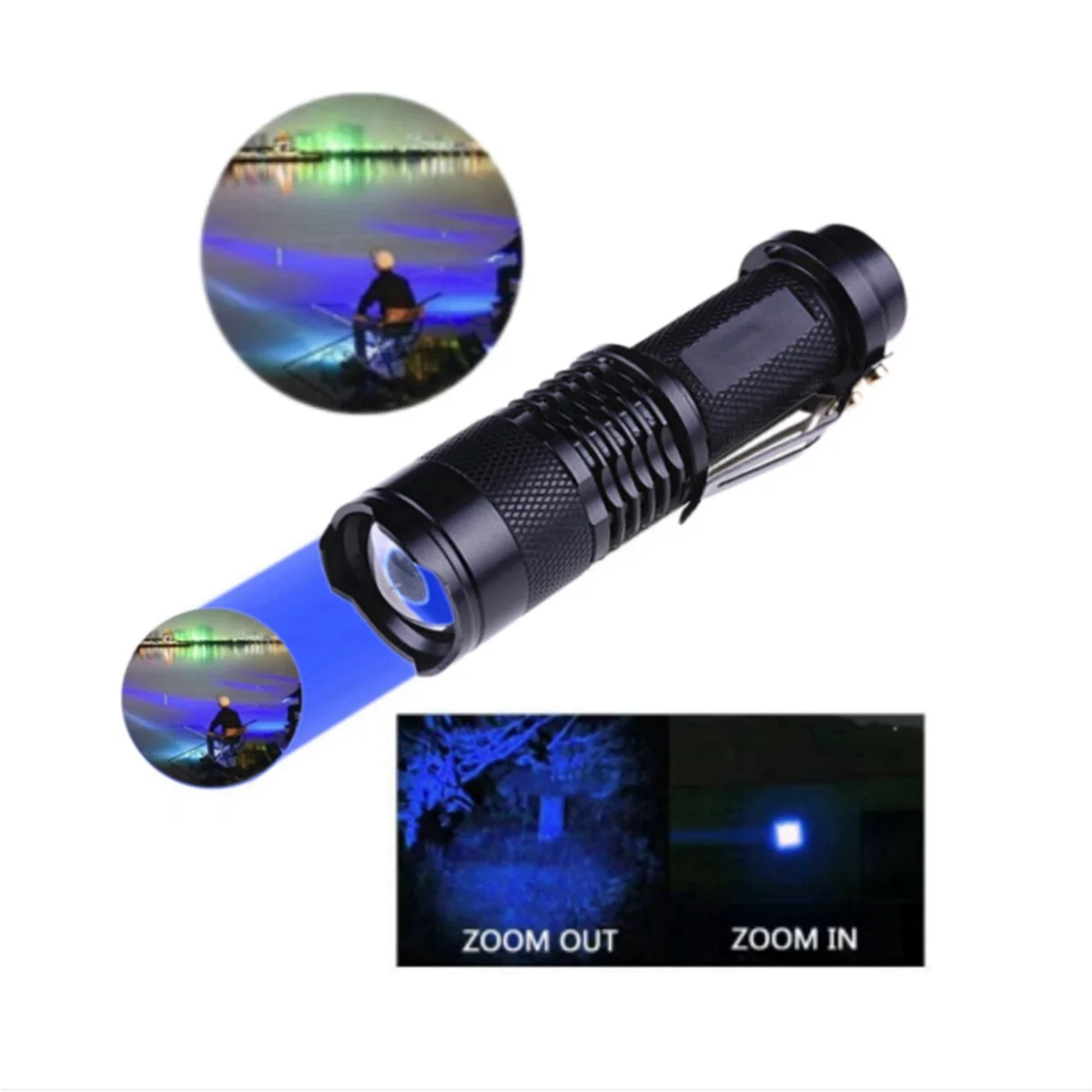 ONCE Telescopic Focusing Flashlight Outdoor Mini Telescopic Zoom Flashlight Fluorescent Dose Flashlight Blue Light