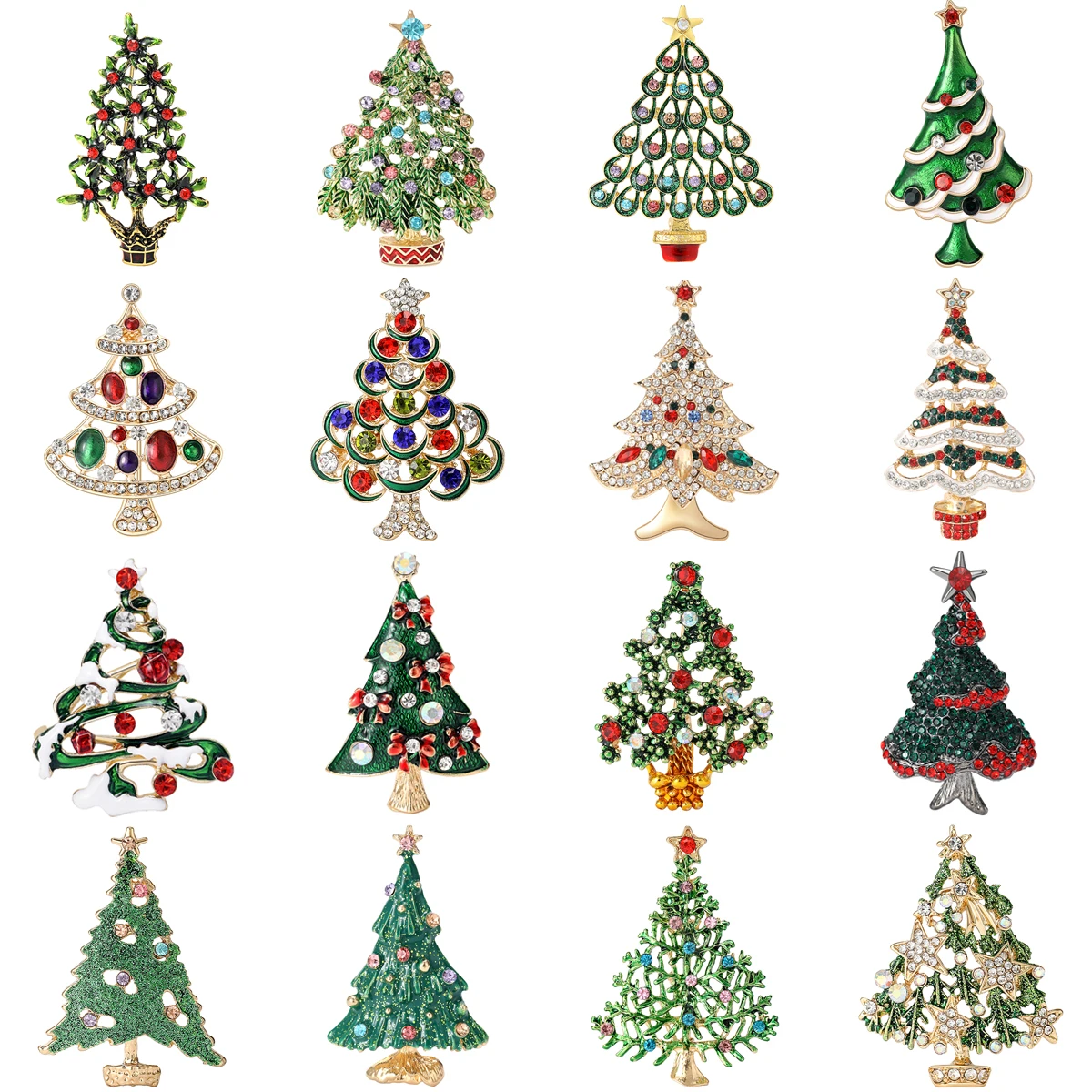 Christmas Rhinestone Star Christmas Tree Brooch for Women Pearl Botanical Pin Banquet Party Backpack Gifts Jewelry Accessories