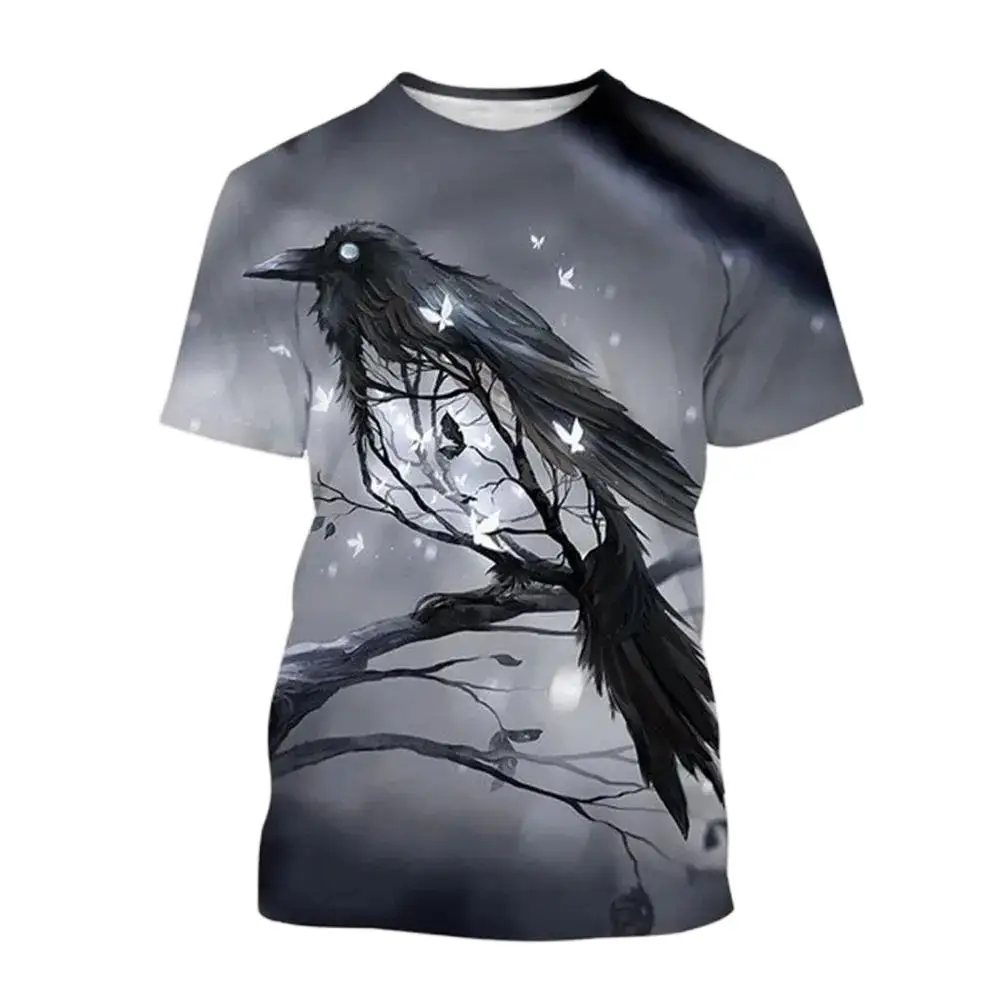 Summer Men Animal Crow Fun Creative Pattern 3d Printed T-Shirt Fashion Harajuku O-Collar Short Sleeve Personality Plus Size Top