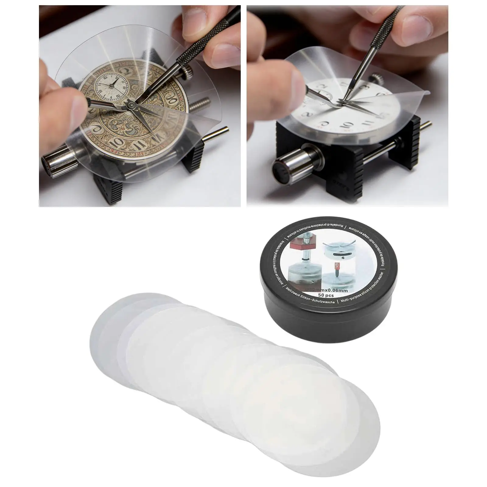 50Pcs Watch Dial Case Back Pads 6cm Dia Replacement Round Multipurpose Protector Sheets Watch Repair Mats for Shop Watchmaker