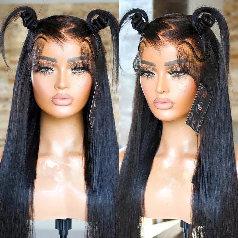 

Unprocessed Black Straight 13x6 HD Lace Front Wigs 230% Silky Straight Glueless Wigs Pre Plucked Pre Bleached Bone Straight Human Hair Wigs With Baby Hair Brazilian Virgin Straight Lace Wigs For Women