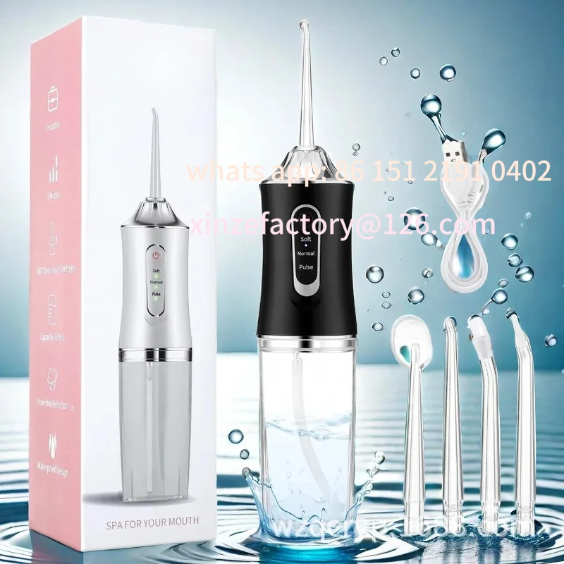 

Customizable Portable Water Dental Flosser Oral Irrigator 4 Jet Tip 220ml 3 Modes Teeth Cleaner USB Rechargeable Water Jet Floss