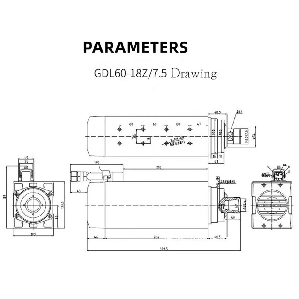 6 Kw 5.5kW  Water / Air Cooling CNC Router Spindle Motor With High Precision