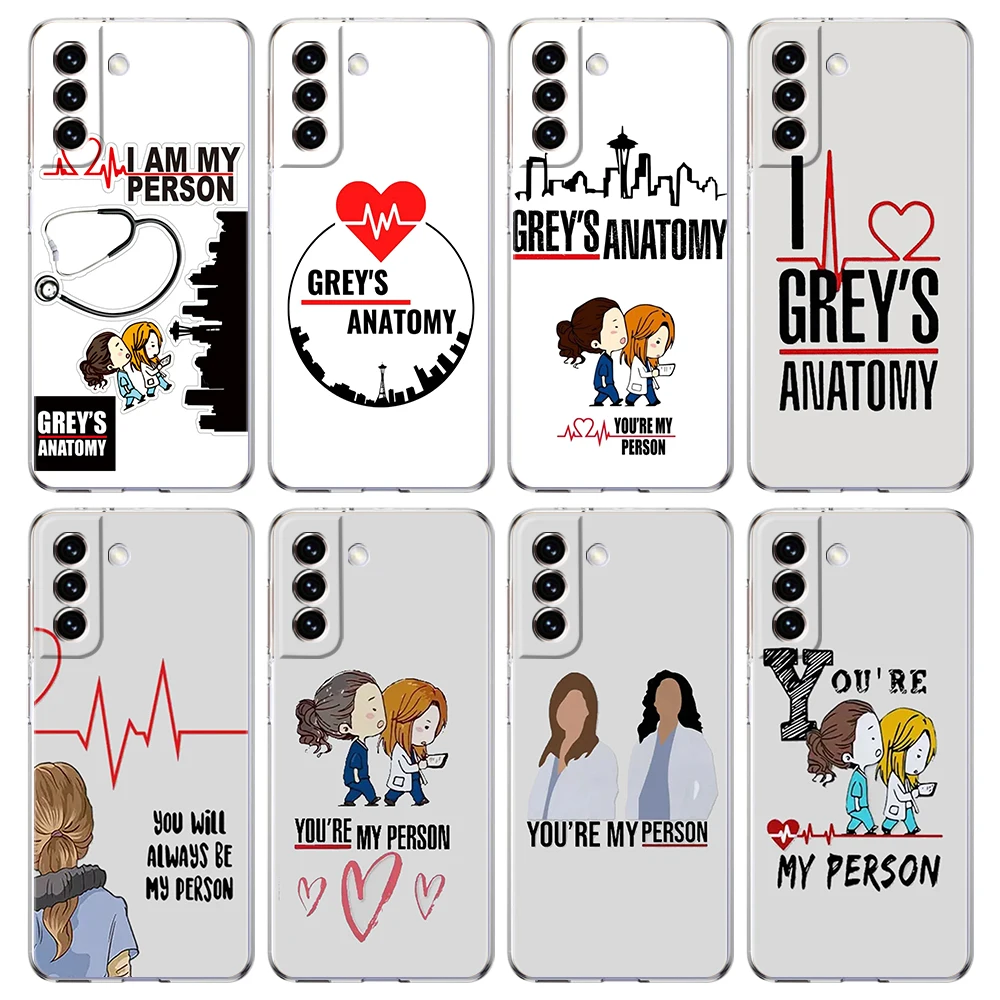 Greys Anatomy You Are My Person Phone Case For Samsung Galaxy S24 Ultra S23 FE S22 S20 S21 5G S10 S9 Plus S10E S8 Clear Cover