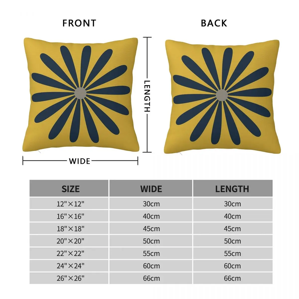 Big Daisy In Navy Blue Grey Square Pillowcase Polyester Linen Velvet Pattern Zip Decorative Pillow Case Bed Cushion Case