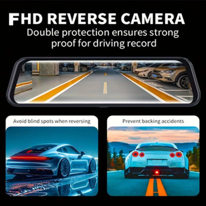 9,66 Zoll Touchscreen Auto-Dashcam Vorder- und Rückfahrkamera Videorekorder Rückfahrkamera