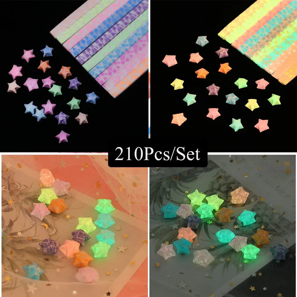 210pcs/lot Pressure Relief Single Sided Candy Colors Home Decor Best Wishes Origami Folding Star Paper Strips Scrapbooking