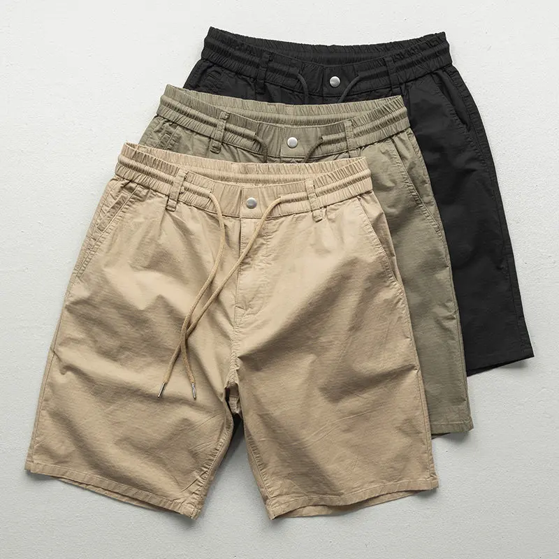 Men's Lightweight Plaid Textured Casual Shorts Drawstring Elastic Waist Loose 5-Inch Inseam Slight Stretch 2026 Summer Style