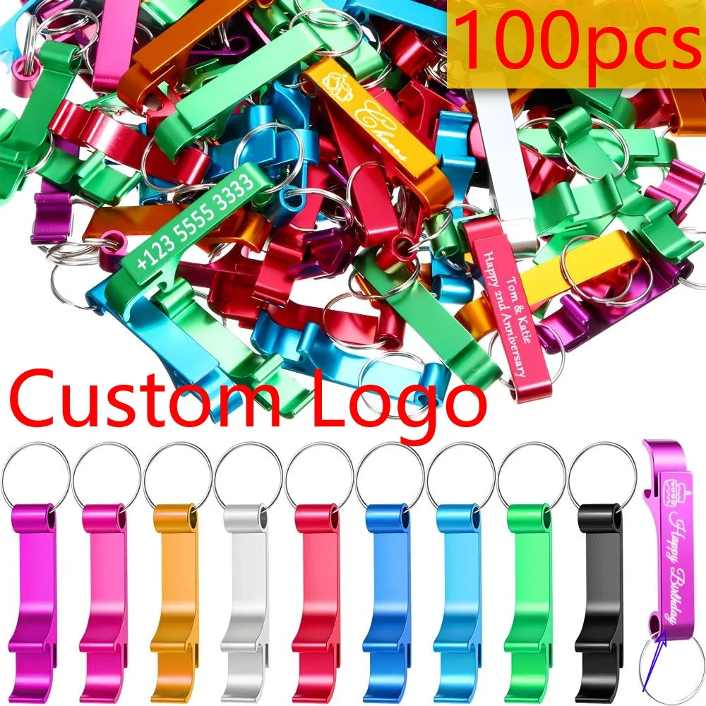 

100PCS Wholesale Bottle Opener Keychains | Custom Logo & Name Engraved | For Restaurant Promotion Giveaways & Personalized Gifts