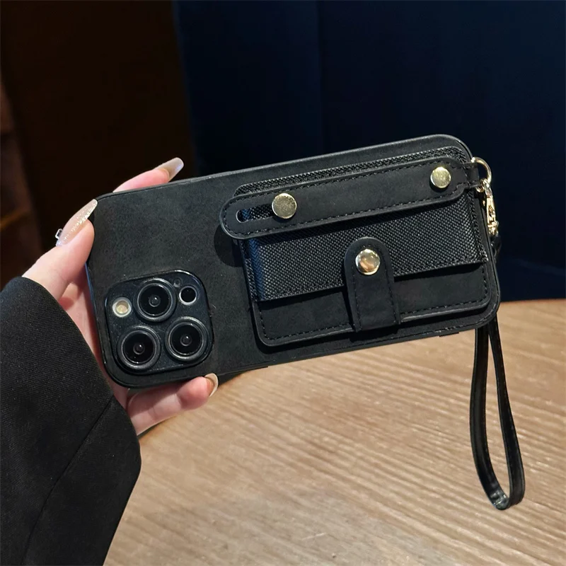 

Кожаный чехол-книжка с ремешком на запястье и вставкой для карт для Redmi 14R 13R 12C 11A 14C 10, противоударный простой чехол с ремешком