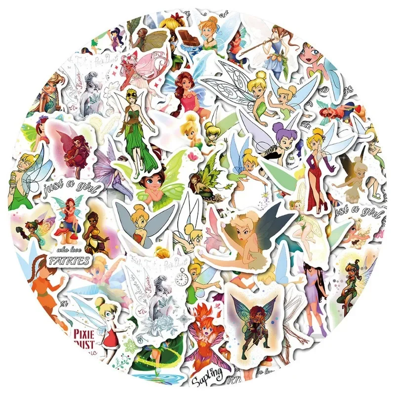 50pcs ‌Tinker Bell Anime Sticker Luggage Water Cup Stationery Mobile Phone Scooter Car Laptop Refrigerator Decoration Sticker