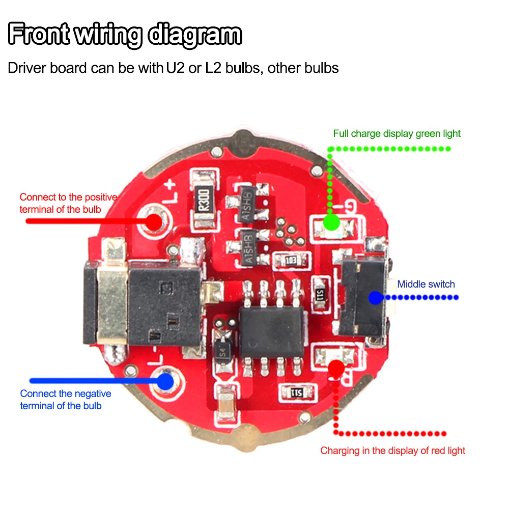 USB 25mm 26mm 28mm Strong Light Flashlight with USB28 Charging Driver Board Switch Power Circuit Board for 18650 26650 Battery