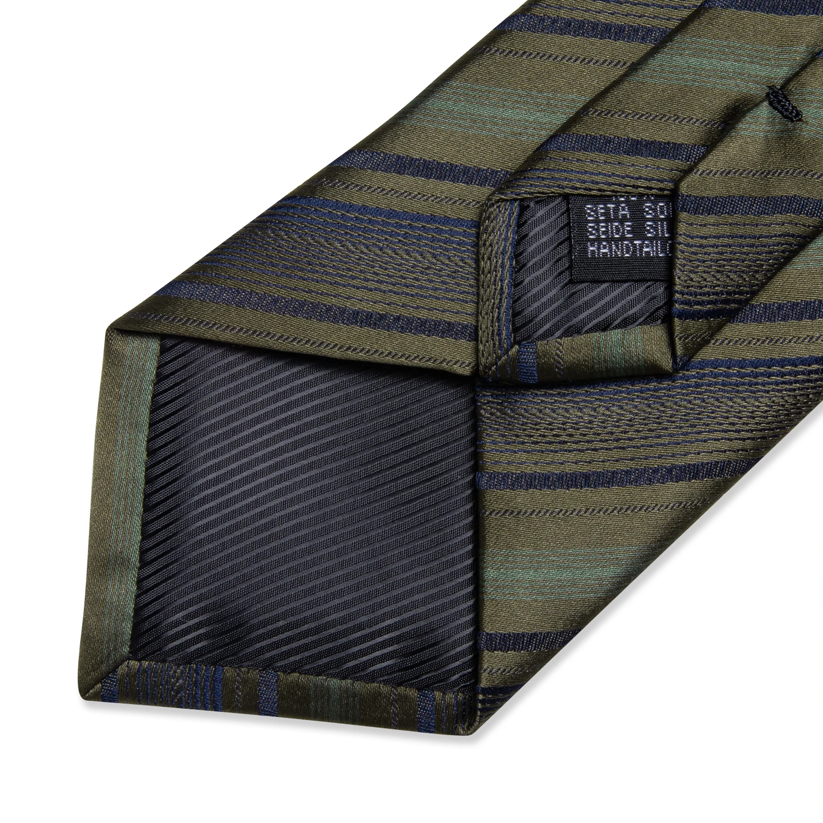 Corbatas de seda tejidas de Jacquard a rayas verdes para hombres, corbata Formal de negocios de 8cm, gemelos cuadrados de bolsillo, accesorios de