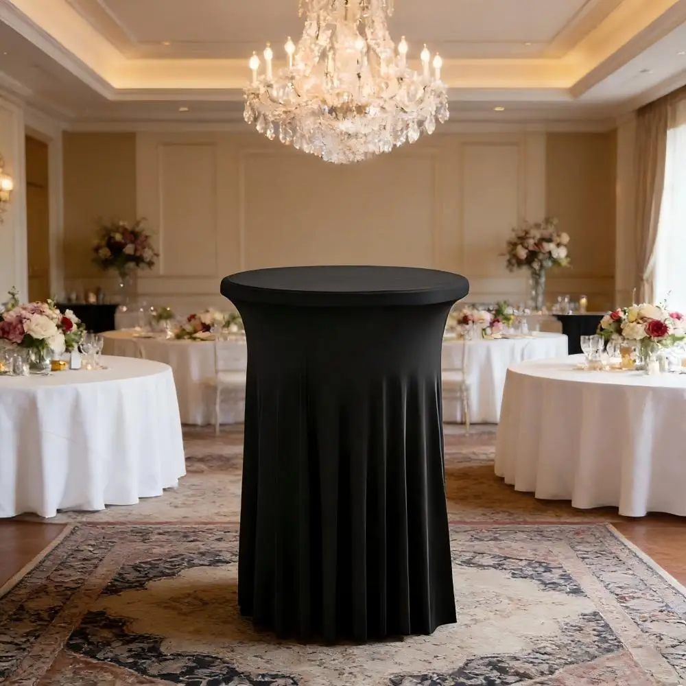 Weiße Farbe, hochwertige Cocktail-Tischdecke, Rock-Stil, modern, elegant, kommerzielle Besprechung, Bar, runde Sonnenblume, elastische Abdeckung – Detail 29
