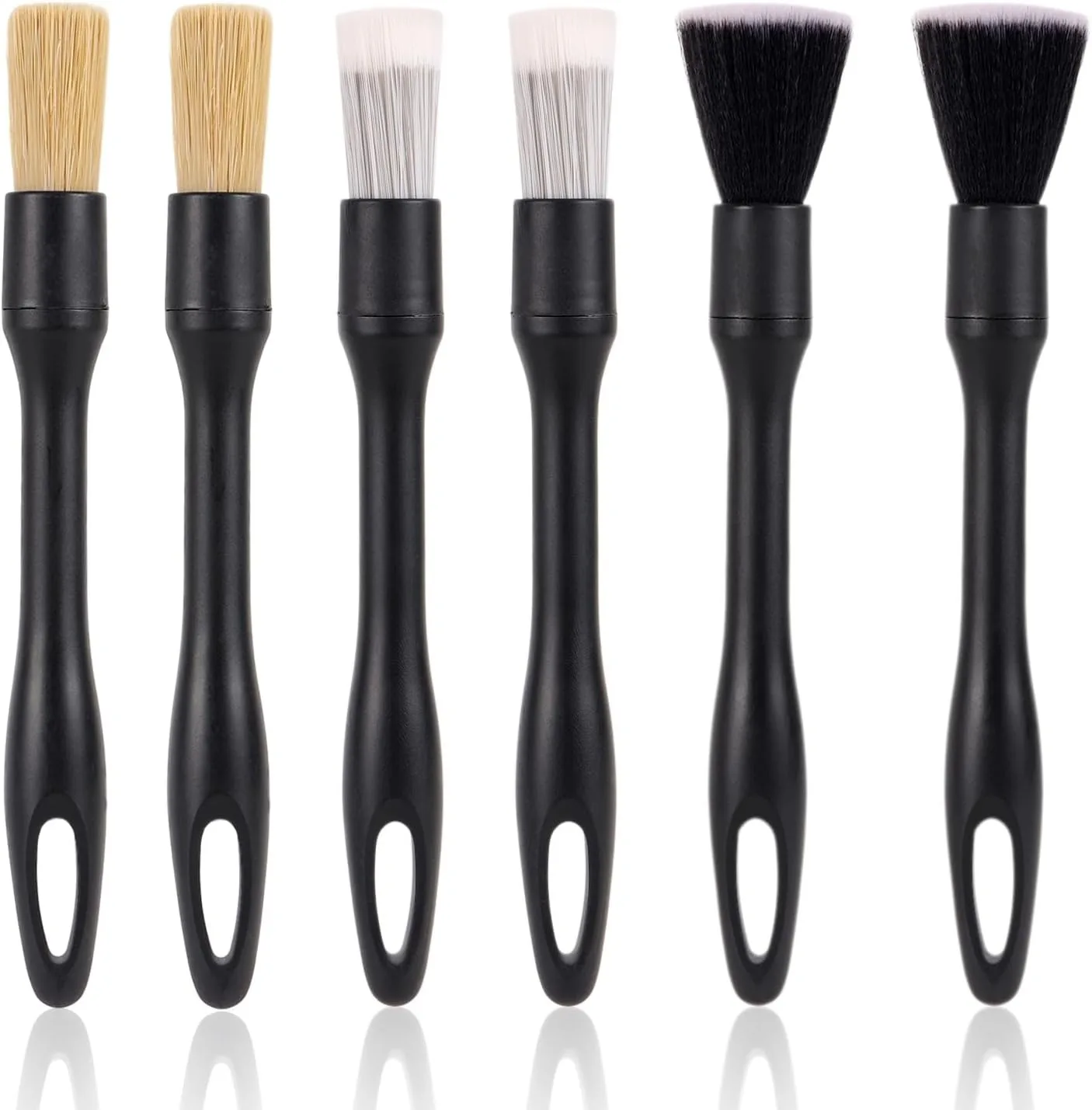 5PCS Car Detailing Brush Set, Boars Bristle No Scratch Dusting Tool Cleaning Auto Interior or Exterior, Premium Brushes Cleaning Supplies for Dashboard Air Vent Seat Wheel