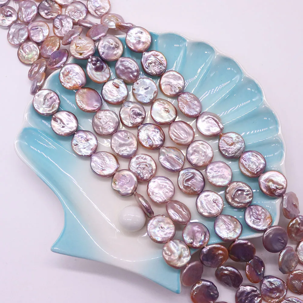 

Purple Natural Freshwater Pearl Beads Round Button Baroque Style Handmade Loose Bead for Jewelry Making DIY Necklace Accessories